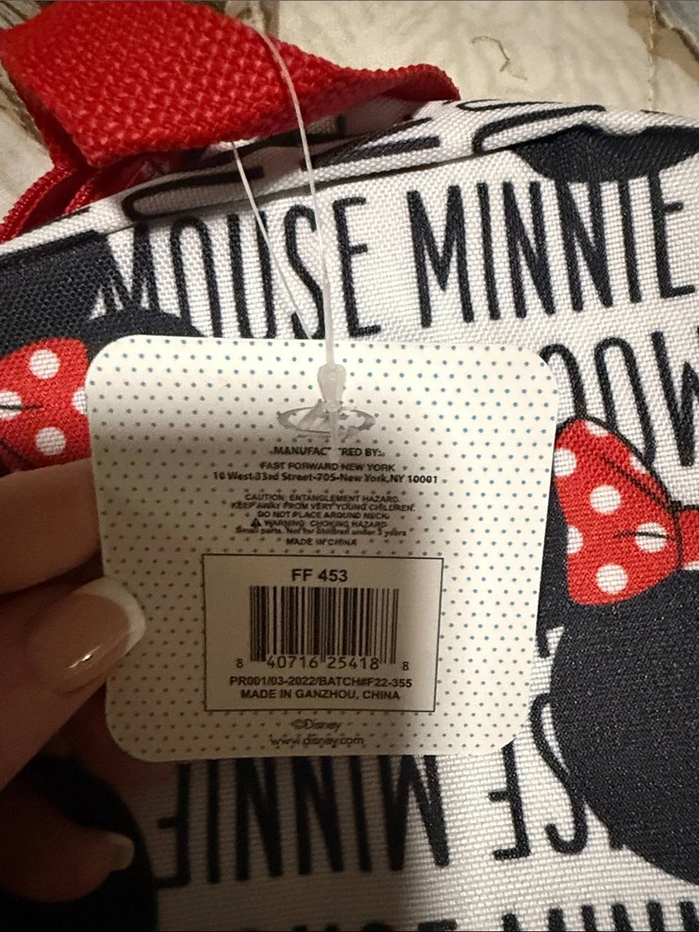 Disney Minnie Mouse Patterned Kids Backpack in White, Black and Red